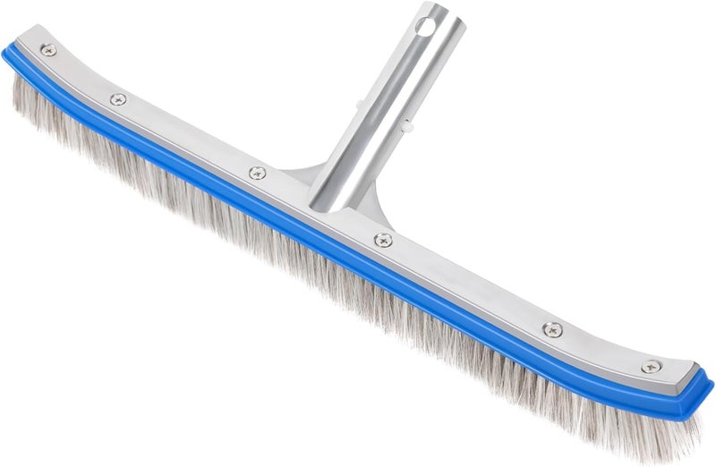 AQUAFLY 18-Inch Heavy Duty Pool Brush – Stainless Steel Wire & Nylon Bristles, Curved Edge Design for Easy Cleaning – Pool Brush Head for Inground & Above Ground Swimming Pools - Image 1